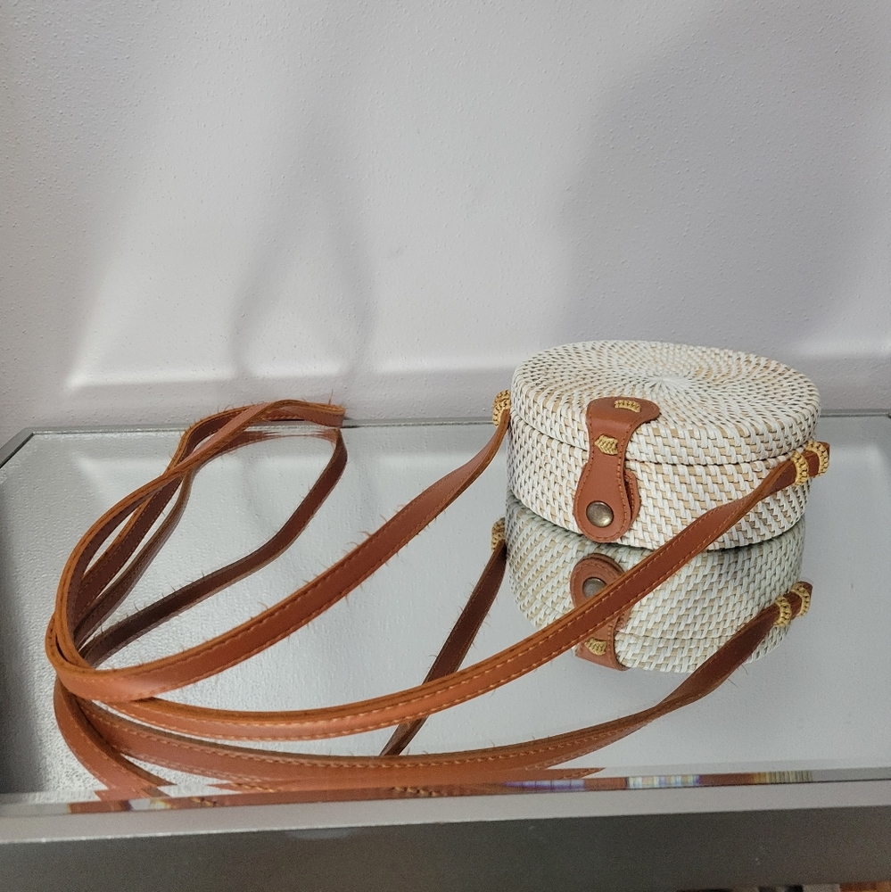 Boho Circular Rattan Crossbody Bag